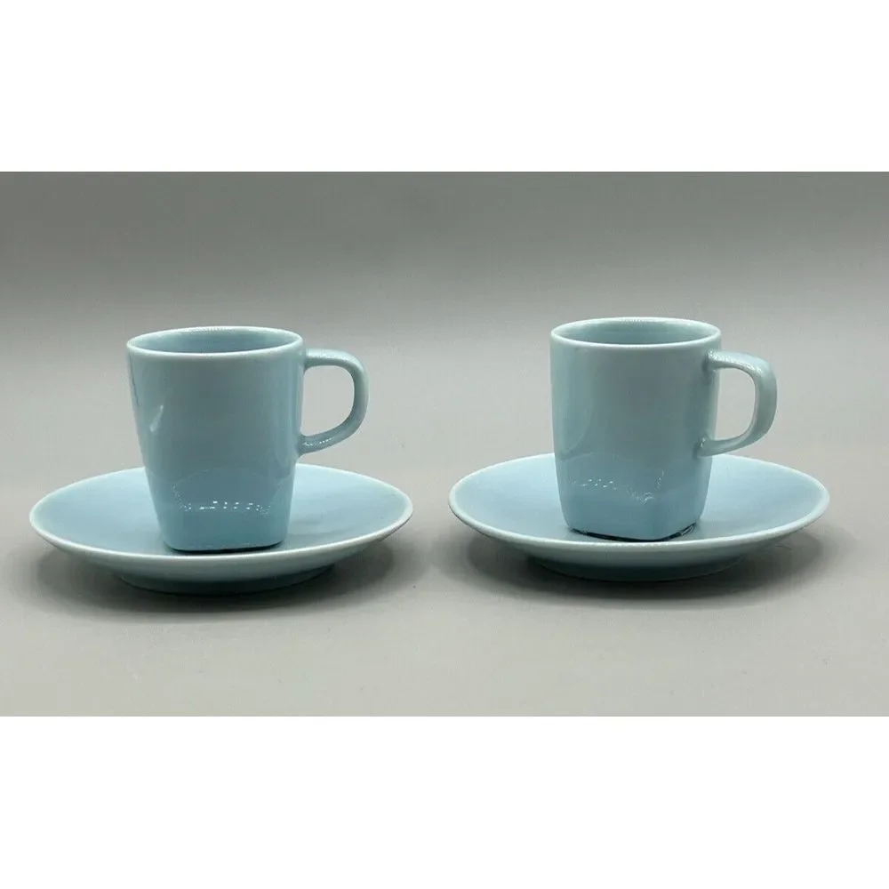 Ikea 365 Susan‎ Pryke Turquoise Color espresso cups Set Of 2 cups w/saucers New